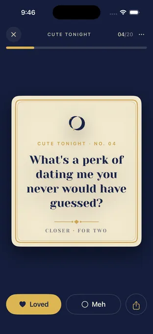 A Cute Tonight prompt in the Closer app
