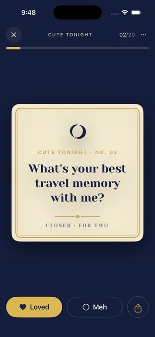 A Cute Tonight prompt in the Closer app